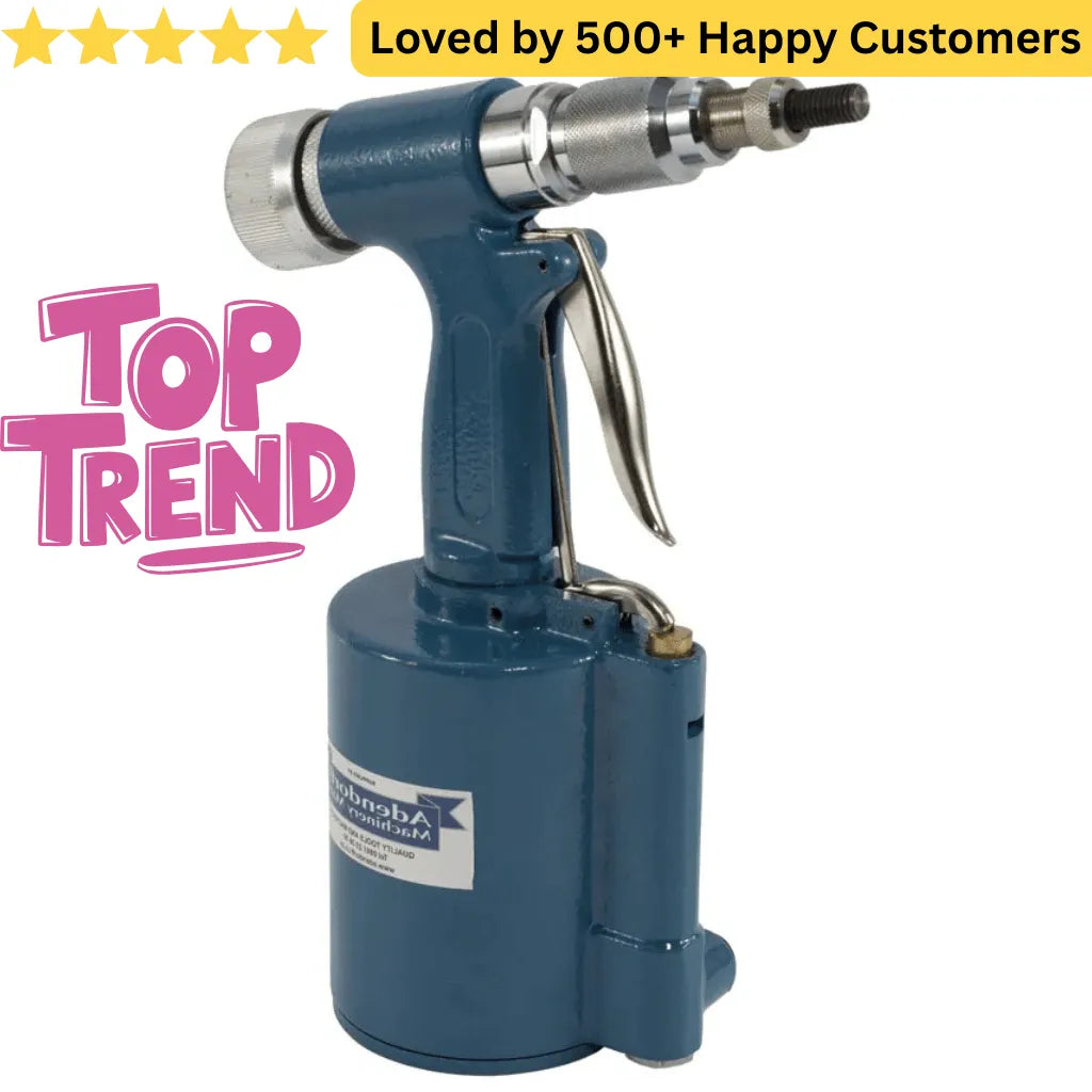 Blue handheld tool with 'Top Trend' branding on a white background. Air Hydraulic Semi Automatic Pop Rivet Gun: Fast M4–M10 Nut Rivet Installs for Window Builds