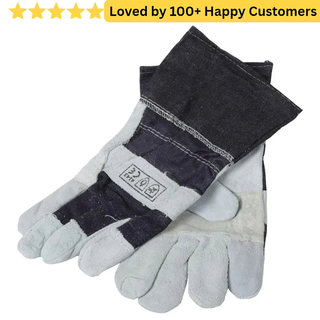 Safety Glove for Aluminium Window Fabrication Denim & Chrome