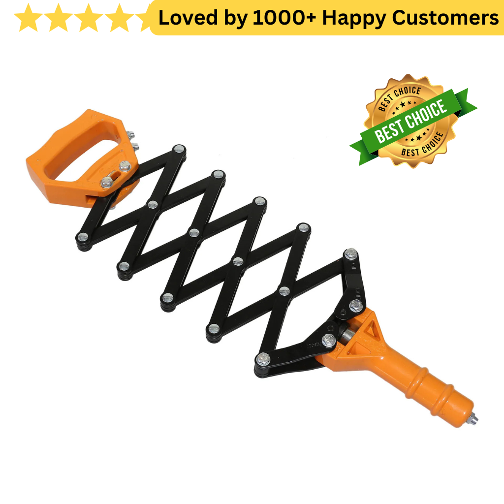 Black and orange tool with a green 'Best Choice' badge on a white background. Hand Riveter for Tough Aluminium Frame Jobs  FH-44 Lazy-Tong