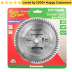 Tork Craft saw blade in packaging with brand name and product details. Aluminium Contractors Blade - 210 x 60T 30/16