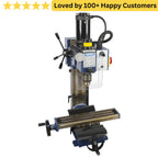 Drilling machine with text 'Loved by 100+ Happy Customers' on a white background. Drilling Machines
