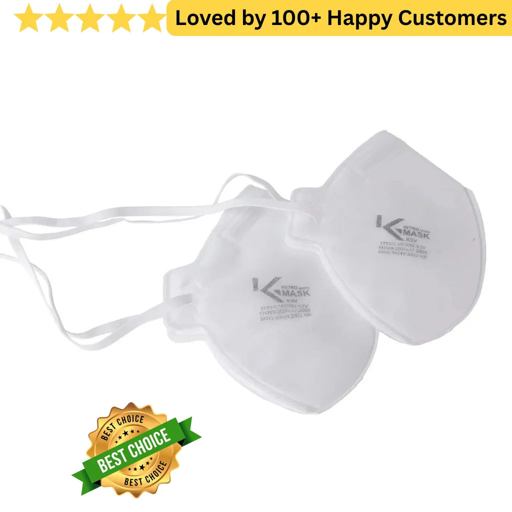 White face masks with K-Mask branding on a white background, featuring a five-star rating and 'Best Choice' badge. Face Mask FFP3 – Maximum Protection for Fabricators (5 Pack)