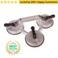 Multiple suction cups with handles on a white background, featuring a 'Best Seller' badge and customer satisfaction text. Shop suction cups for glass South Africa. MAC AFRIC triple pad lifter grips glass, marble &amp; sheet metal securely—ideal for aluminium window installation.