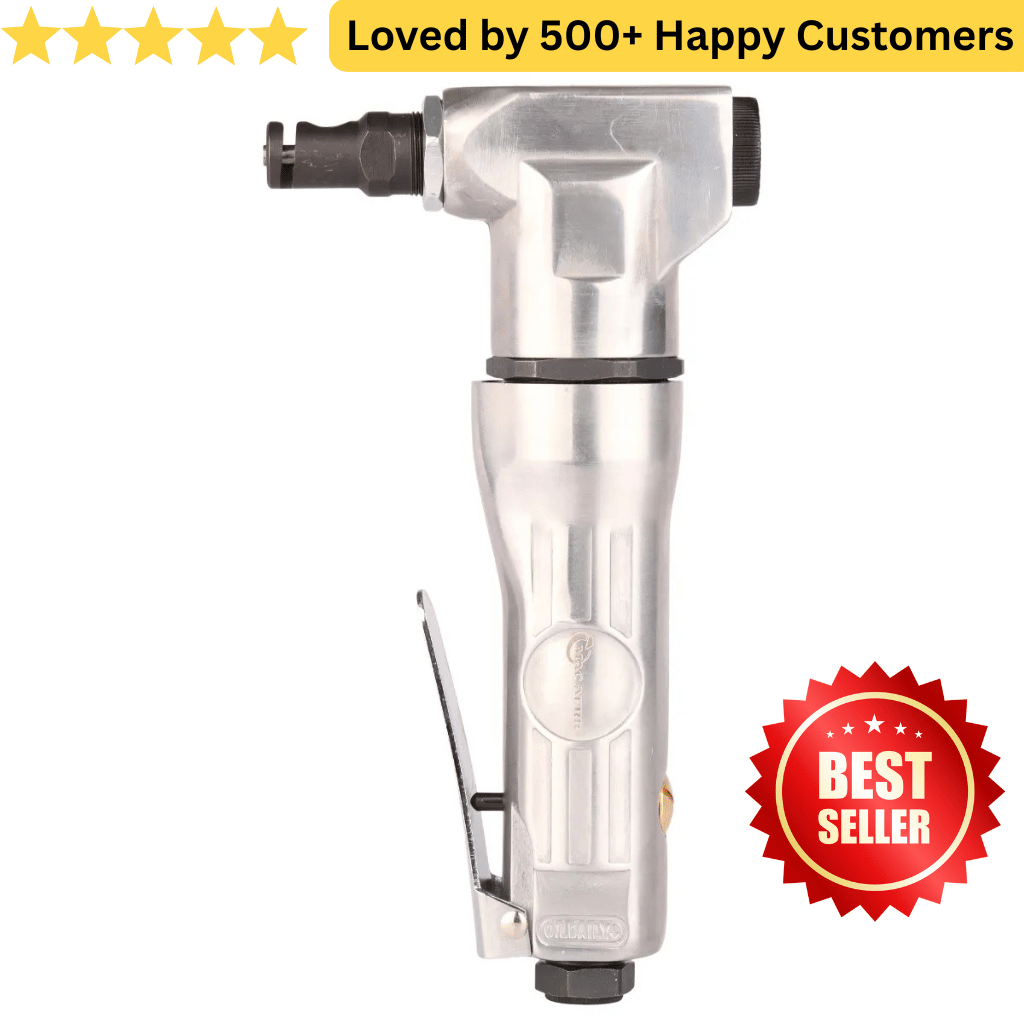 Silver pneumatic tool with a red 'Best Seller' badge on a white background.  ✂️ Pneumatic Nibbler Cutting Machine for Clean Sheet Metal Work