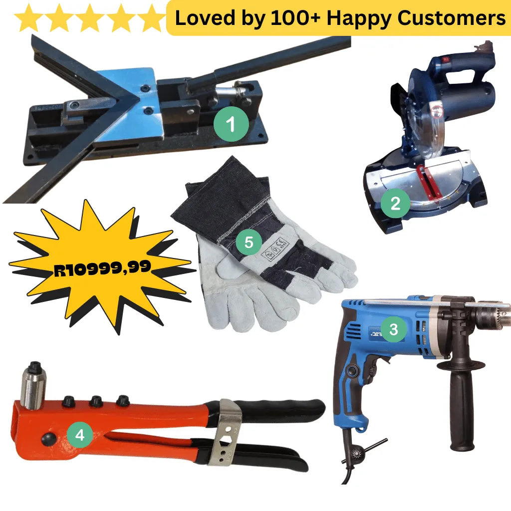 (Aluminium Windows  101) Crimping Machine, Drill, Rivets and Saw