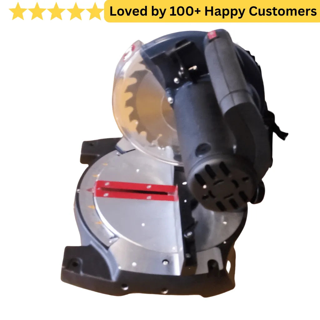 Circular saw with a white background and text 'Loved by 100+ Happy Customers'. aluminium cutting machine south africa