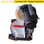 Circular saw with a white background and text 'Loved by 100+ Happy Customers'. aluminium cutting machine south africa